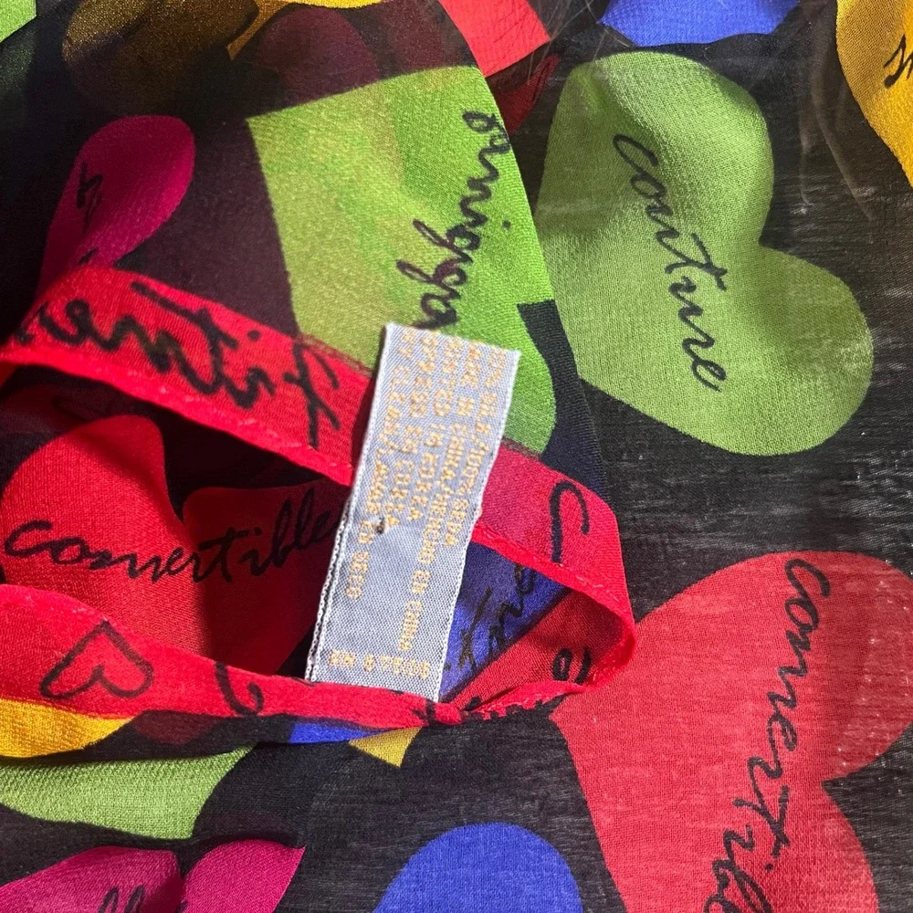 Vintage‎ Elaine Gold Couture Cellphones Shopping Hearts Print Scarf Neckerchief
